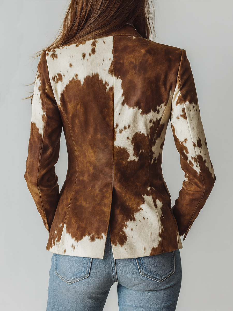 Alessia – Blazer Vintage con Estampado de Vaca