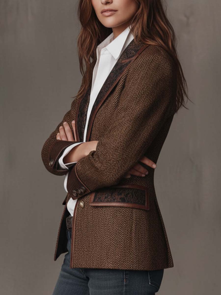 Francesca – Blazer con Detalles Estampados en Espiga