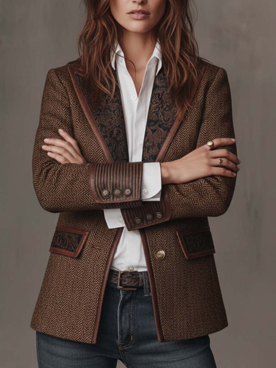 Francesca – Blazer con Detalles Estampados en Espiga