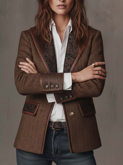 Francesca – Blazer con Detalles Estampados en Espiga
