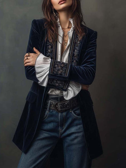 Chiara – Chaqueta Larga Bordada Vintage