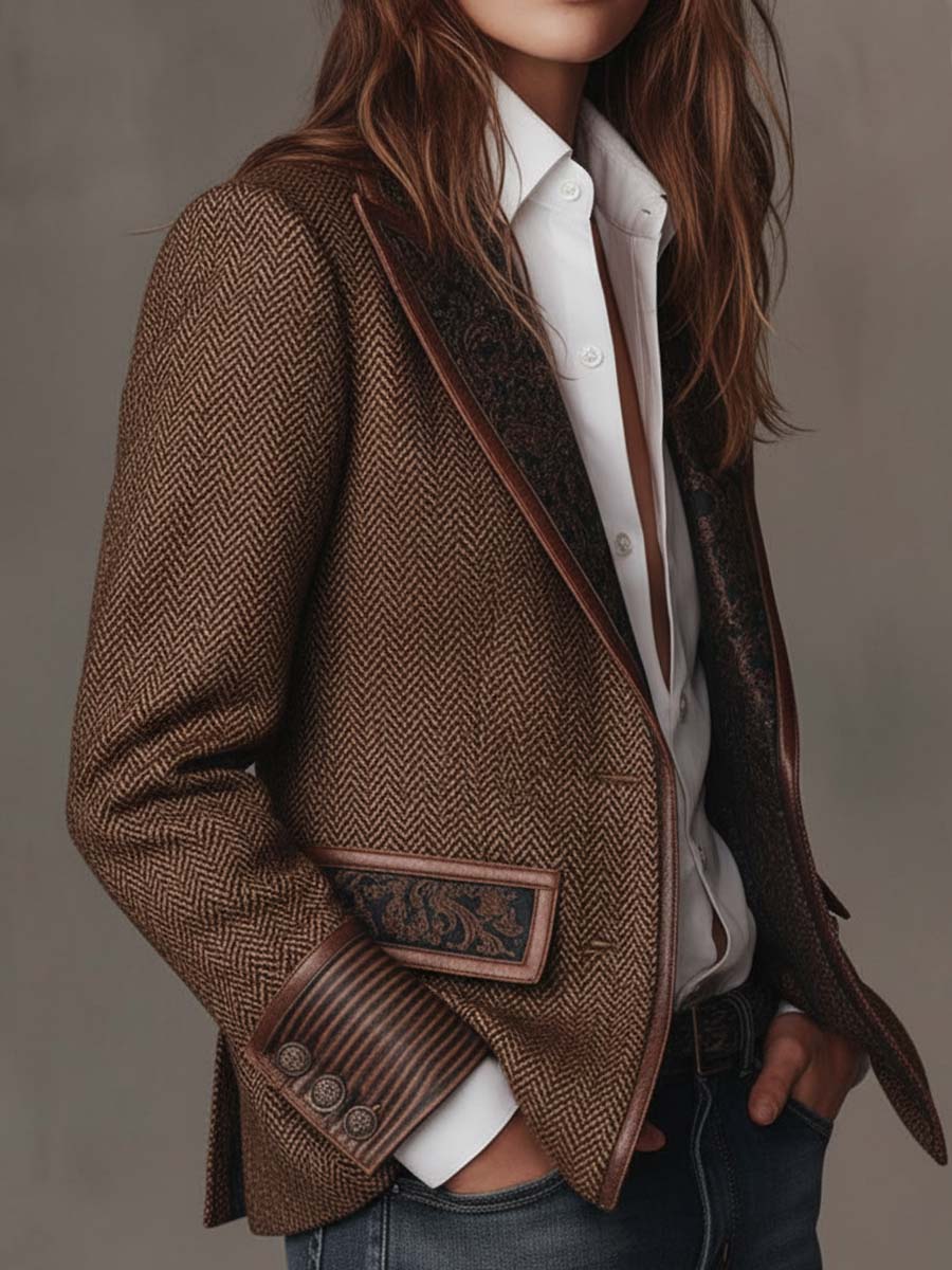 Francesca – Blazer con Detalles Estampados en Espiga
