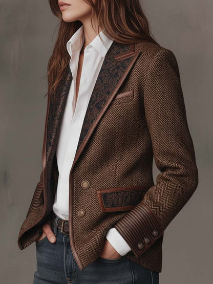 Francesca – Blazer con Detalles Estampados en Espiga