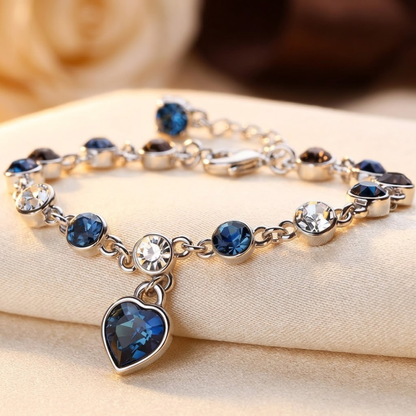 Pulsera de cadena con corazón azul – plateada