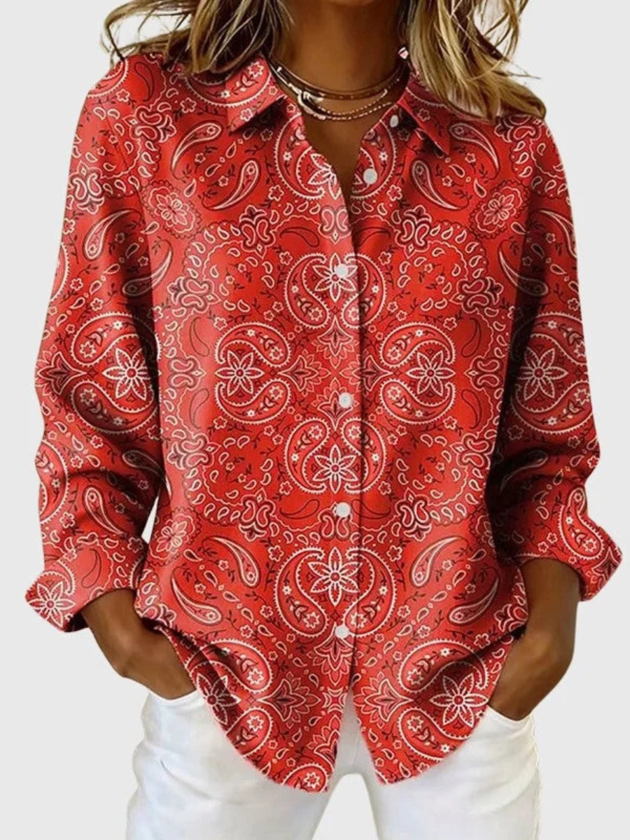 Katarina | Blusa con estampado paisley - Rojo