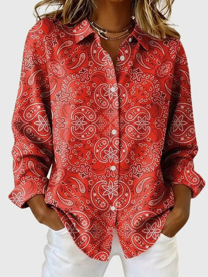 Katarina | Blusa con estampado paisley - Rojo