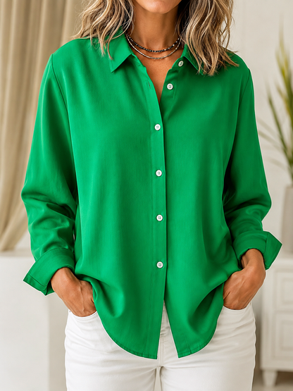 Marguerite | Blusa lisa de botones - Verde