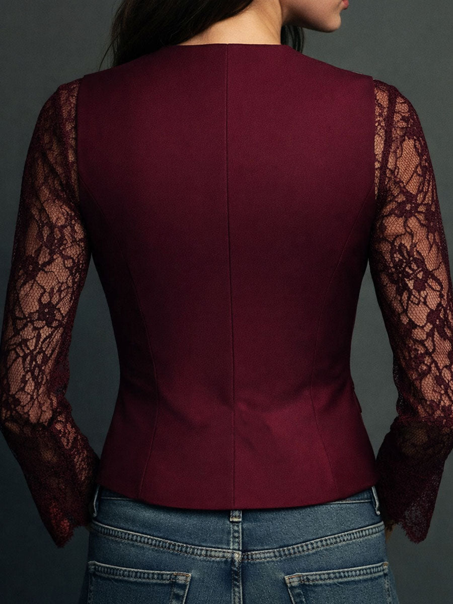 Vittoria – Blazer Negro con Mangas Semitransparentes