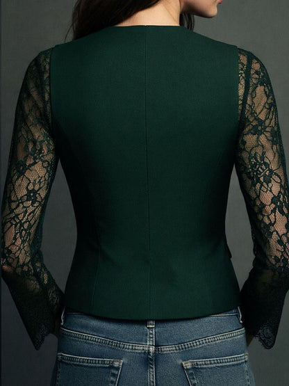 Vittoria – Blazer Negro con Mangas Semitransparentes