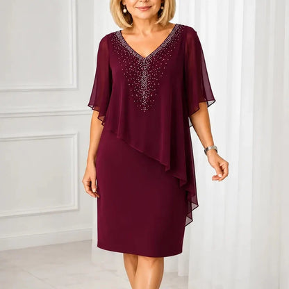 Joise | Vestido elegante con capa drapeada