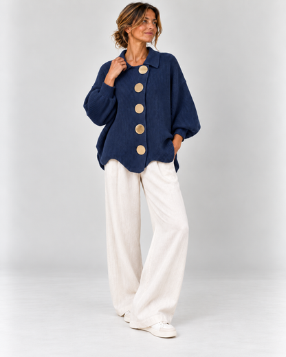 Victoria | Cárdigan oversized con grandes botones dorados