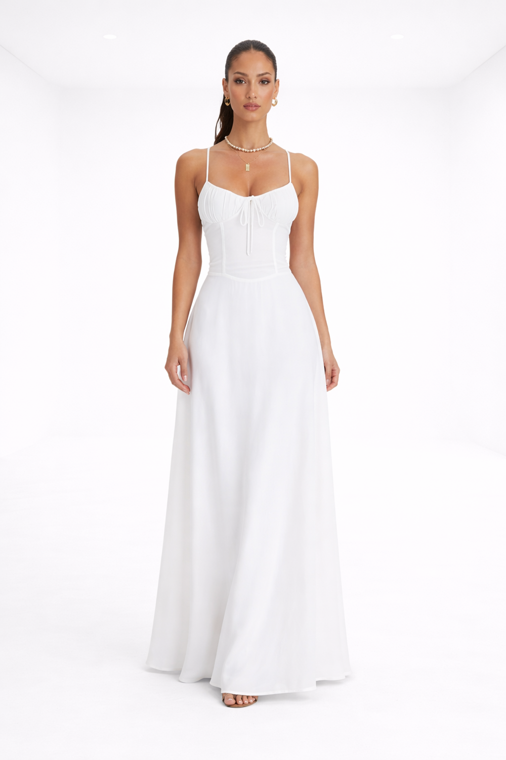 Vestido largo estructurado – blanco