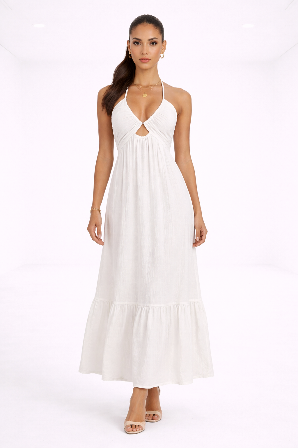 Vestido largo estructurado – amarillo suave