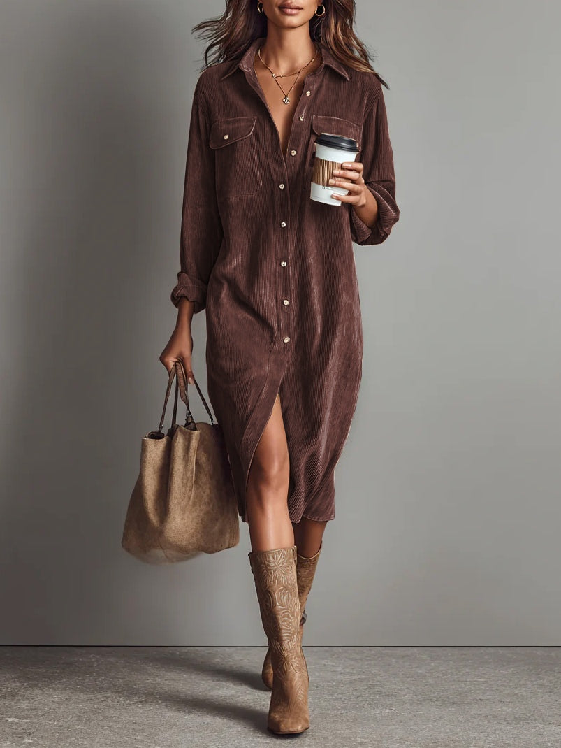 Rosaria – Vestido Midi Amplio con Dobles Bolsillos