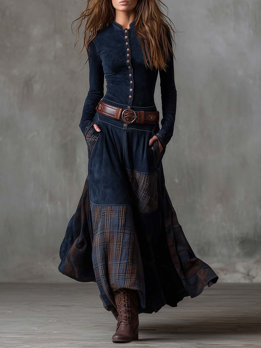 Livia – Maxivestido de Ante con Cinturón