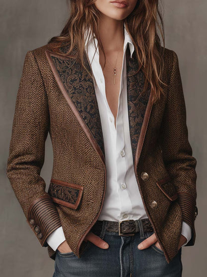 Francesca – Blazer con Detalles Estampados en Espiga