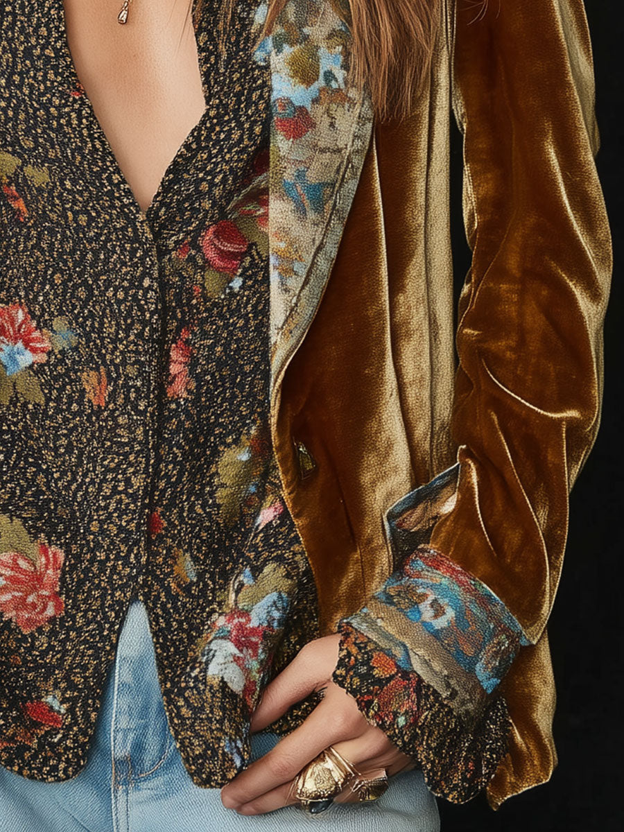 Anna – Blazer Patchwork con Estampado Floral Vintage
