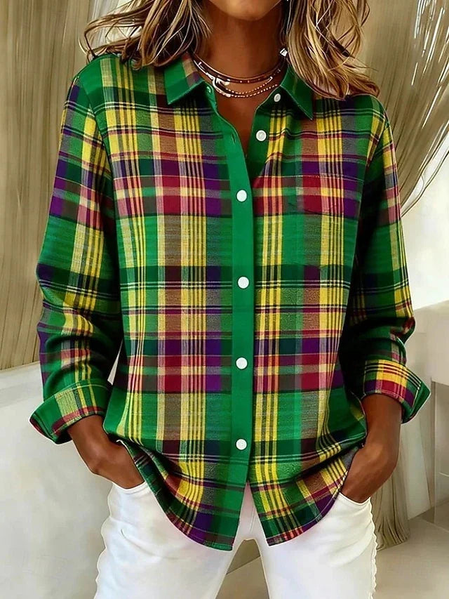 Dulcie | Blusa vintage de cuadros - Verde