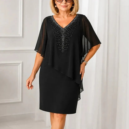 Joise | Vestido elegante con capa drapeada
