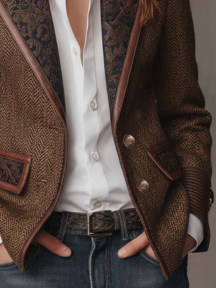 Francesca – Blazer con Detalles Estampados en Espiga