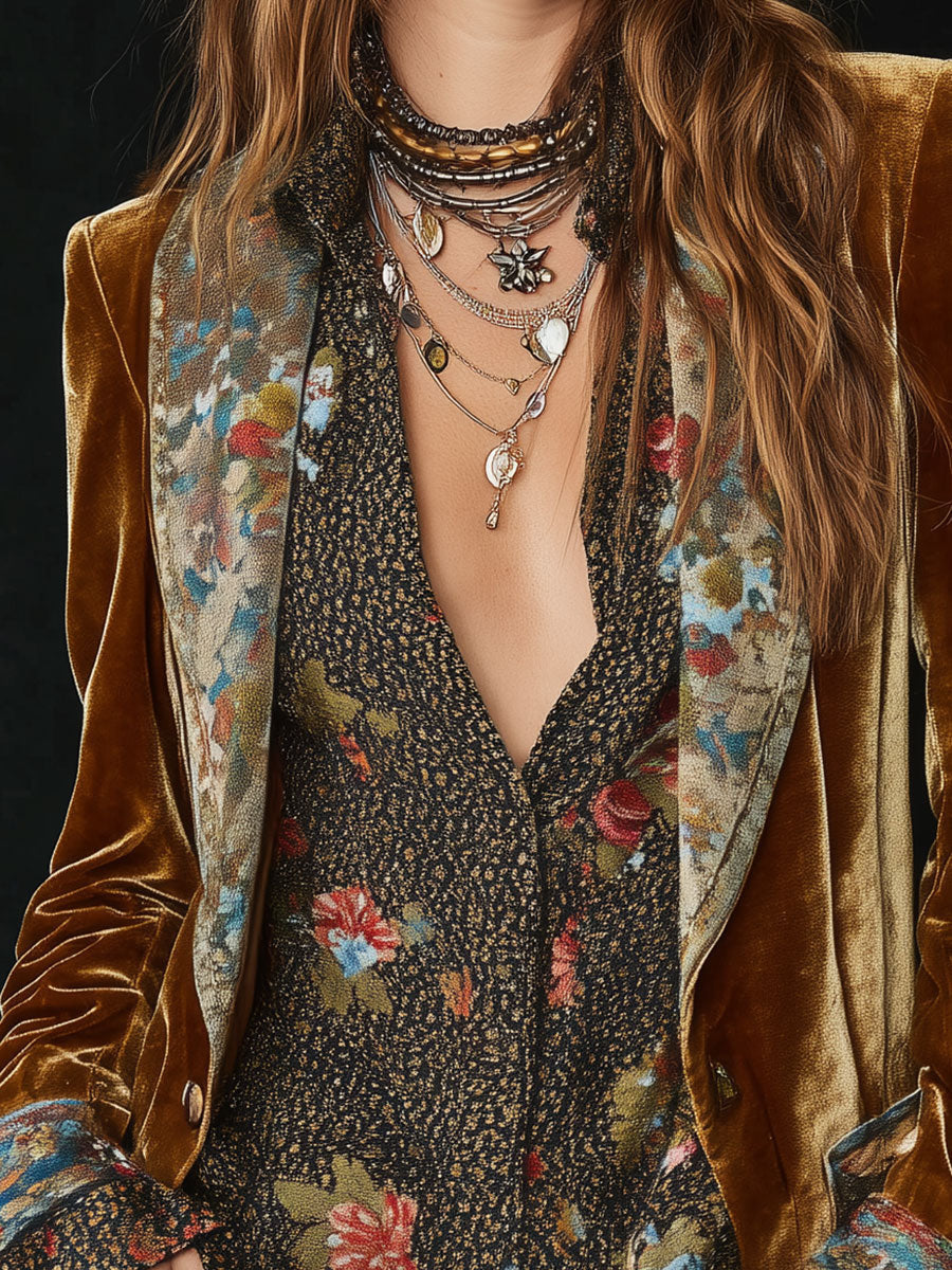 Anna – Blazer Patchwork con Estampado Floral Vintage