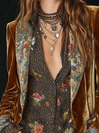 Anna – Blazer Patchwork con Estampado Floral Vintage