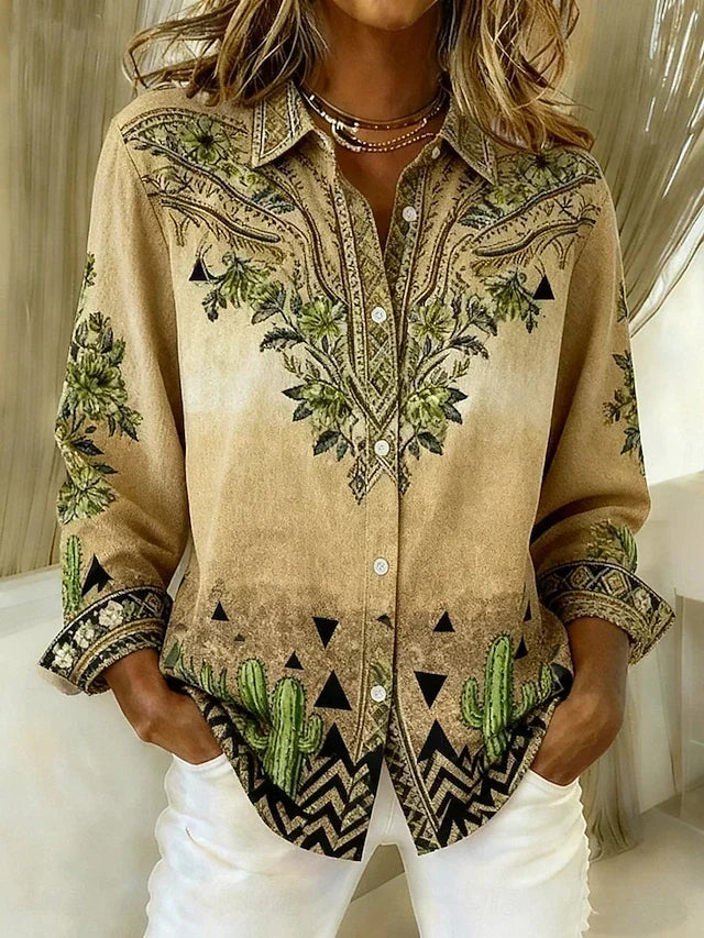 Tucson | Blusa vintage de flores y motivos botánicos - Verde