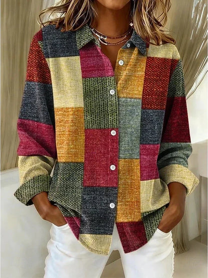Merritt | Blusa vintage de estampado patchwork - Marrón