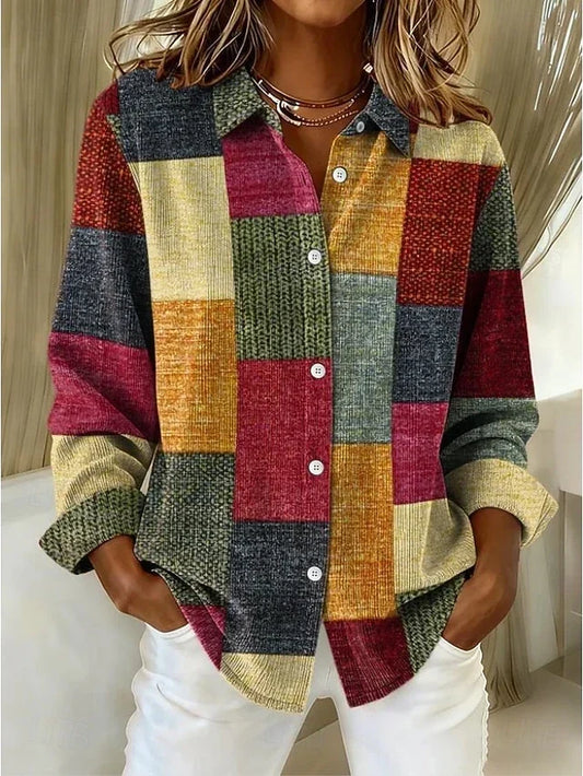 Merritt | Blusa vintage de estampado patchwork - Marrón
