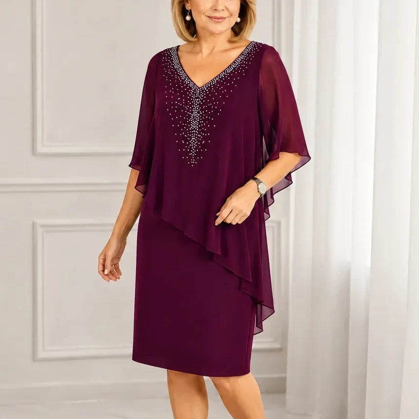 Joise | Vestido elegante con capa drapeada