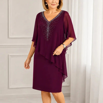 Joise | Vestido elegante con capa drapeada