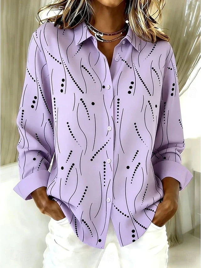 Dawnsley | Blusa abstracta de ondas y puntos - Morado