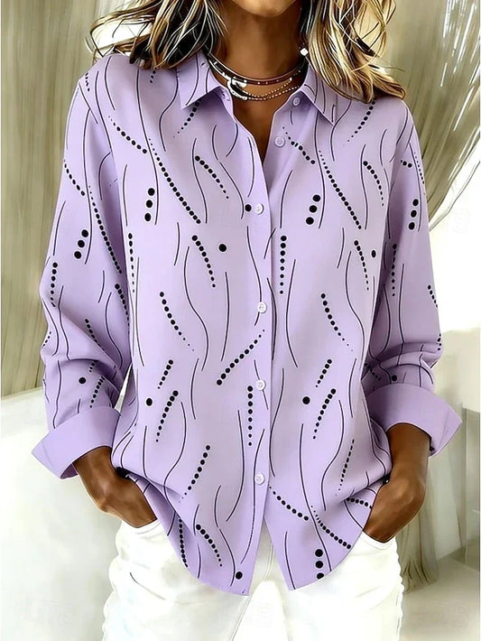 Dawnsley | Blusa abstracta de ondas y puntos - Morado
