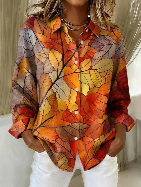 Melrose | Blusa vintage de estampado botánico - Hojas de otoño