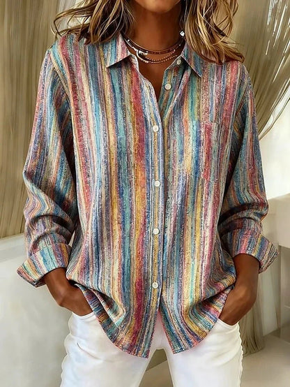 Harlowe | Blusa de rayas multicolor estilo vintage - Multicolor