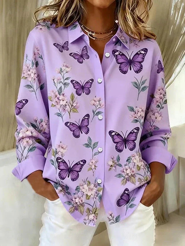 Dahlia | Blusa con estampado de mariposas - Morado